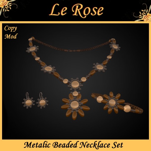 Metalic Beaded Necklace Set (Boxed)