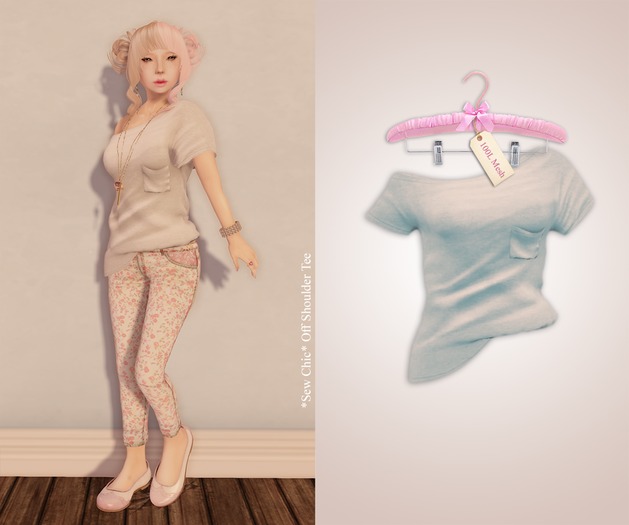 *SC* Blue Off Shoulder Tee