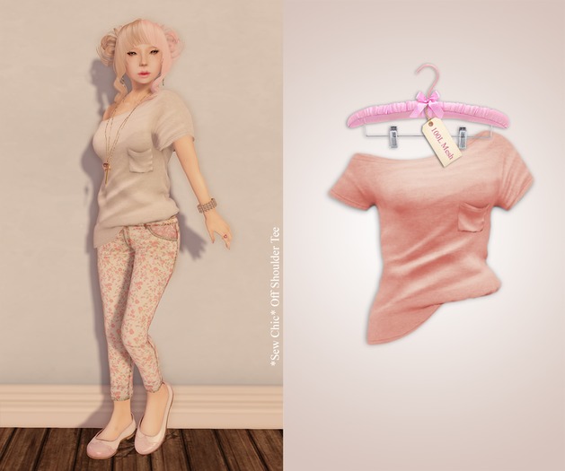 *SC* Pink Off Shoulder Tee