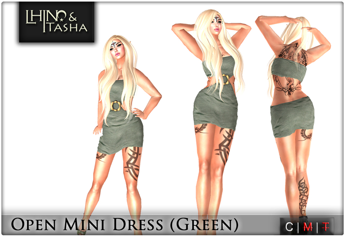 PROMO! [L&T] - Green Open Mini Dress