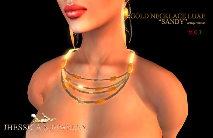 Gold neklace  luxe'sandy' orange version