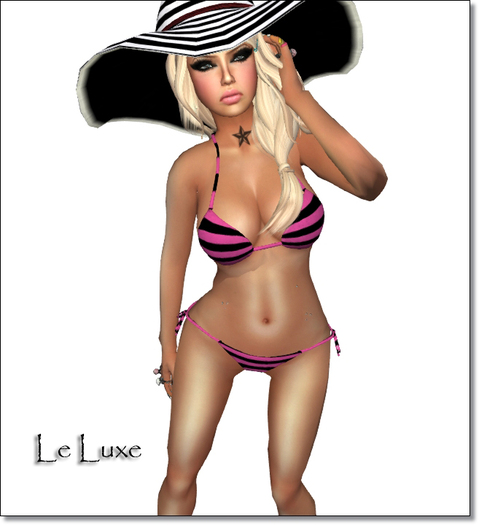 Le luxe Bikini Fuchsia Stripes