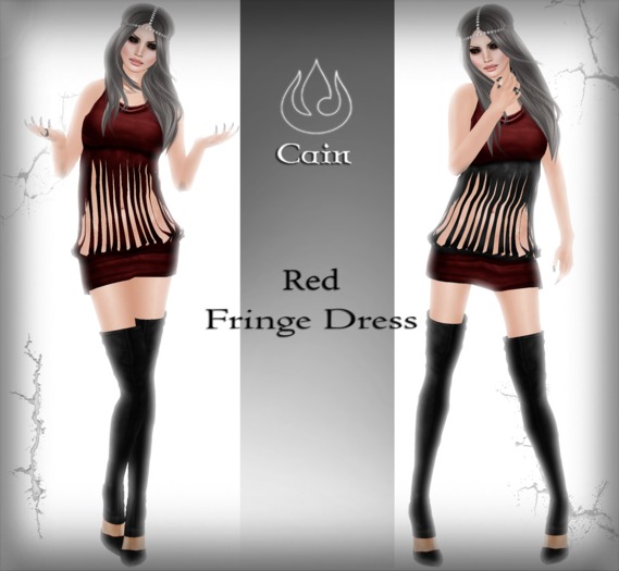 Cain - Red - Fringe Dress