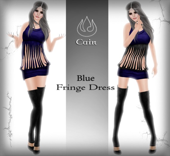 Cain - Blue - Fringe Dress
