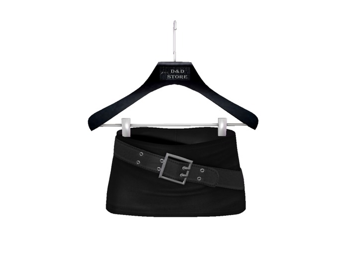 D&D-Mesh_Micro Skirt With Diagonal Belt Black