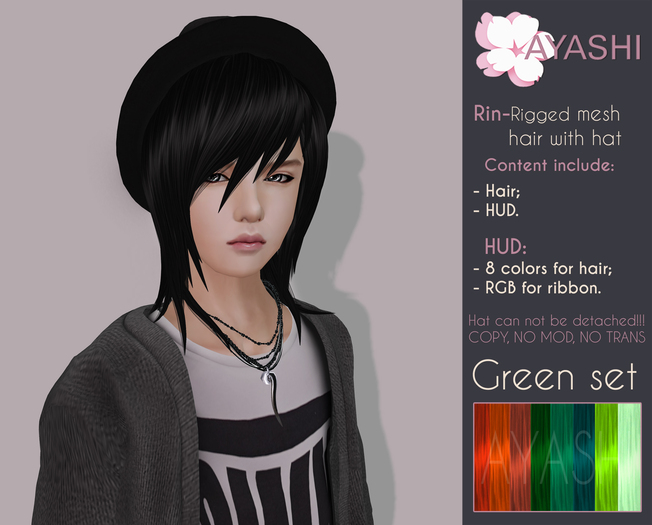 [^.^Ayashi^.^] Rin hair-Green set