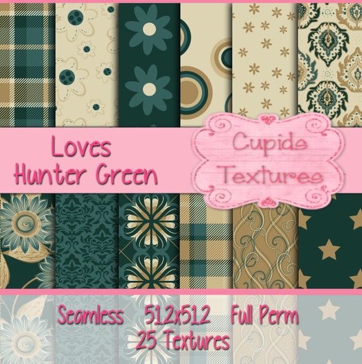 *Cupids Textures * 25 LOVES HUNTER GREEN