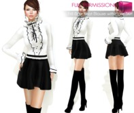 MI960078 Frill Bow Knot Blouse with Flare Skirt