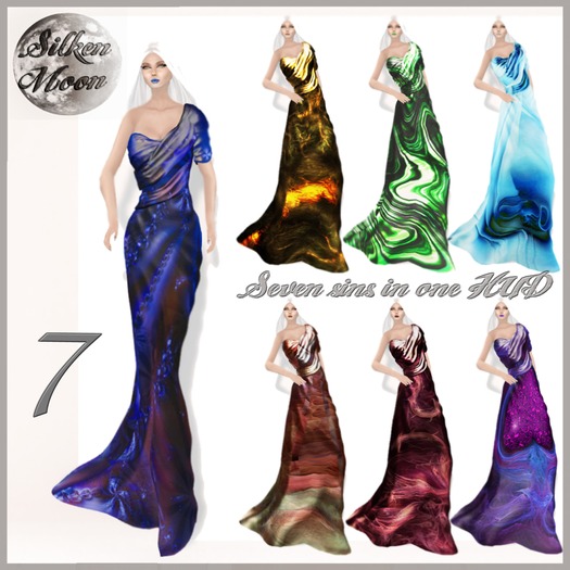 Second Life Marketplace Silken Moon Seven Gown in 7 styles