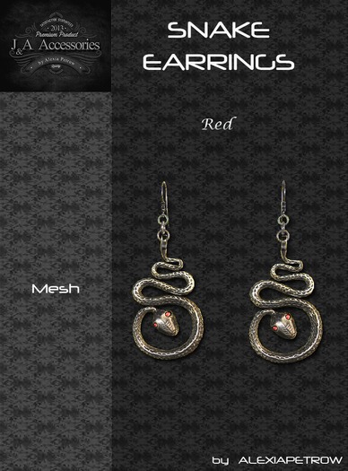 Snake Earrings - Red