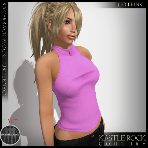 :KR: Racerback Mock Turtleneck - Hotpink
