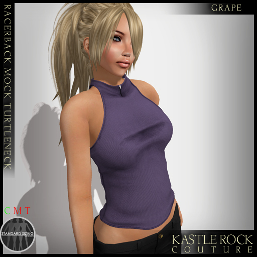 :KR: Racerback Mock Turtleneck - Grape