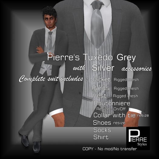 Pierre Styles Mesh Tux GREY* UPDATED 