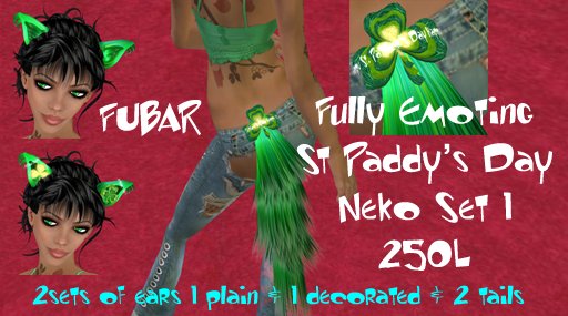 Fubar Long Hair St. Patrick's Day Neko Set 1