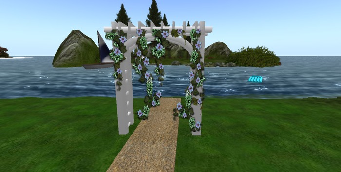 Flowered Trellis green/blue