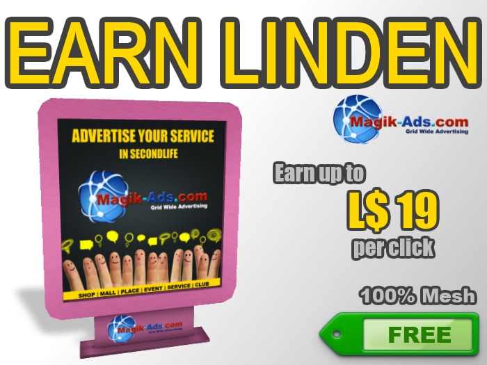 Magik Ads Adboard - Pink | Earn Lindens, paid per click!