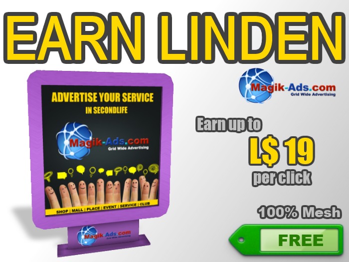 Magik Ads Adboard - Purple | Earn Lindens, paid per click!