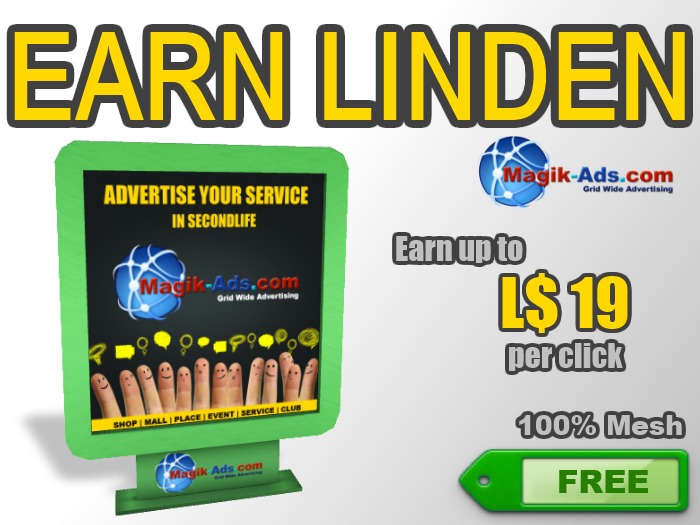 Magik Ads Adboard - Green | Earn Lindens, paid per click!