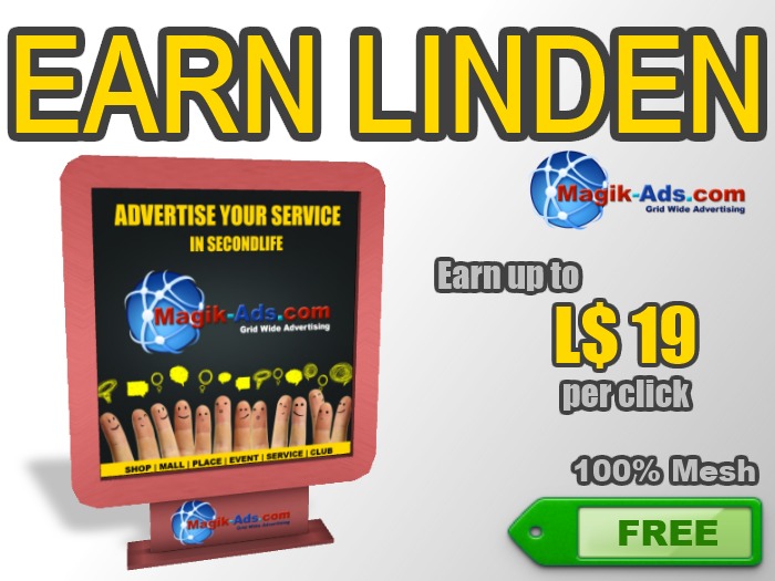 Magik Ads Adboard - Red | Earn Lindens, paid per click!