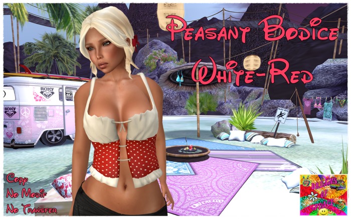 .:DOP:. Peasant Bodice White-Red