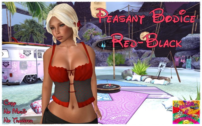 .:DOP:. Peasant Bodice Red-Black