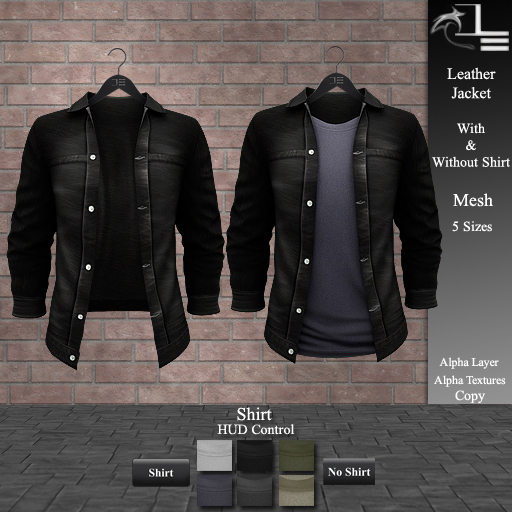DE Designs - Men's Leather Jacket and Tee - Black Leather