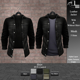 DE Designs - Men's Leather Jacket and Tee - Black Leather
