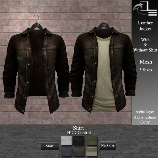 DE Designs - Men's Leather Jacket and Tee - Old Leather