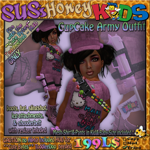 SUS HoneyKids CupCake Army Outfit