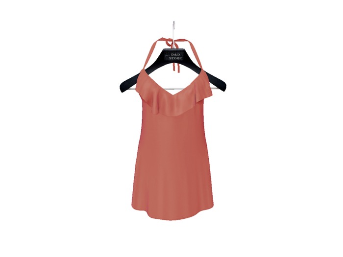 D&D-Mesh_Summer Ruffle Cami Dress Coral