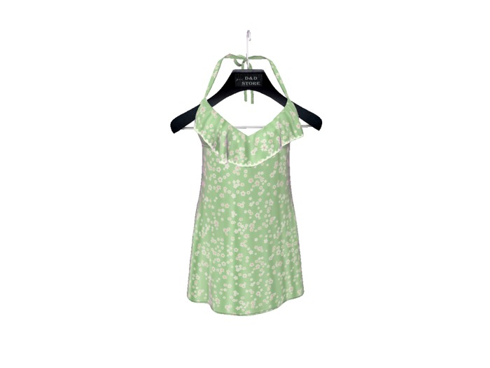 D&D-Mesh_Summer Ruffle Cami Dress Green