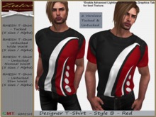 Zuloo-RMESH Men's Designer T-Shirts - Style B - 2 Versions - Red