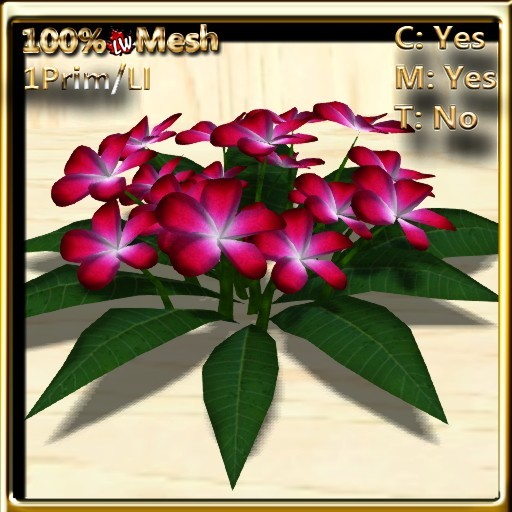 LW_ Plumeria Plant Mesh - Bright Pink (1 LI / Prim)