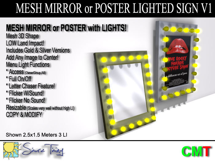 Mirror with Bulbs Mesh Gold & Silver V1 BOX