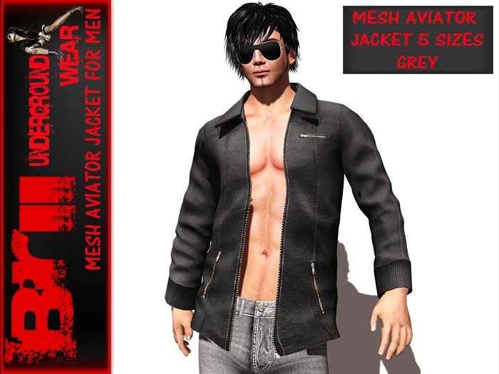 **MESH AVIATOR JACKET FOR MEN GREY **Brii Underground Wear**