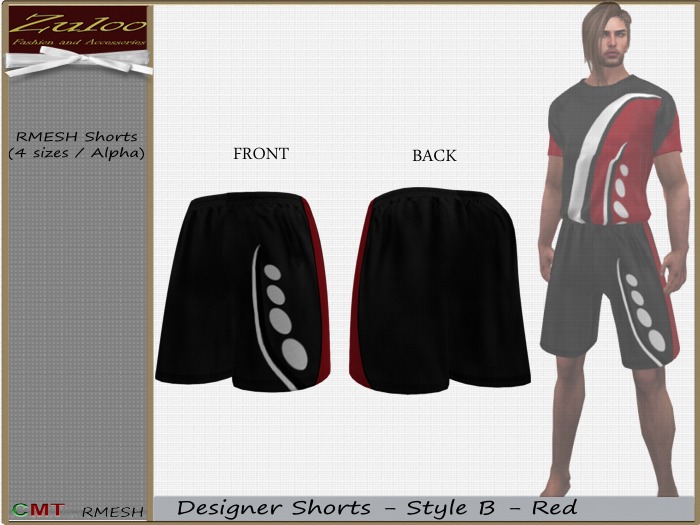 Zuloo-RMESH Men's Designer Shorts - Style B - Red