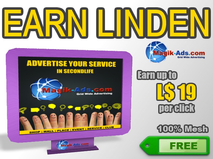 Magik Ads Big Adboard - Purple | Ganhe Lindens pagos por click!