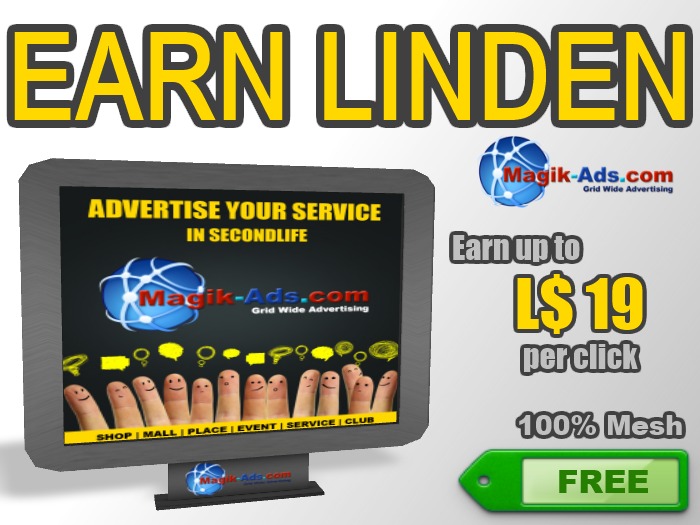 Magik Ads Big Adboard - Black | Earn Lindens, paid per click!