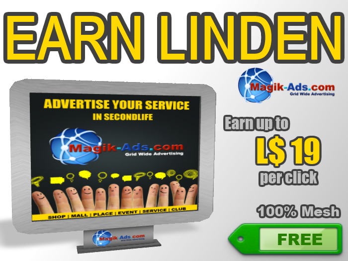 Magik Ads Big Adboard - Grey | Earn Lindens, paid per click!