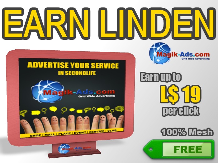 Magik Ads Big Adboard - Red | Earn Lindens, paid per click!