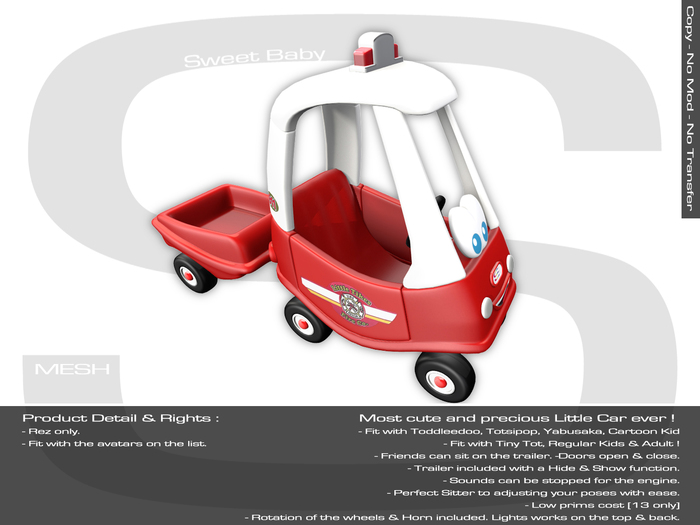 Sweet Baby - Little Car And Trailer Mesh - Rescue