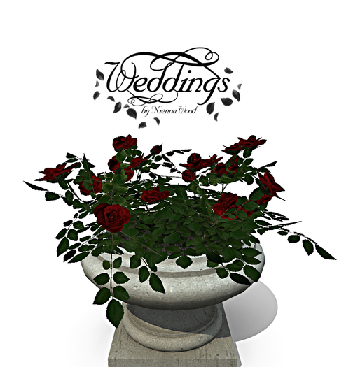 Large Red Rose Urn Planter - Trans Only