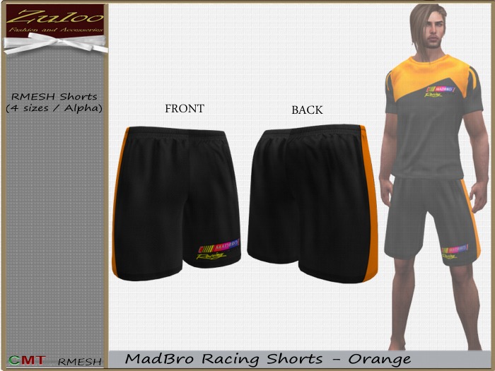 Zuloo-RMESH MadBro Racing Shorts - Orange