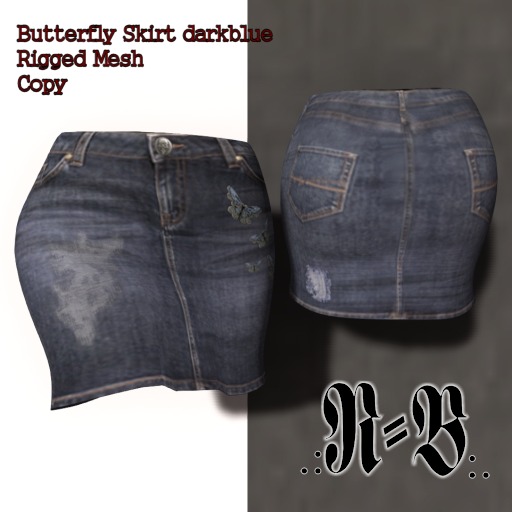 Denim Skirt Butterfly darkblue