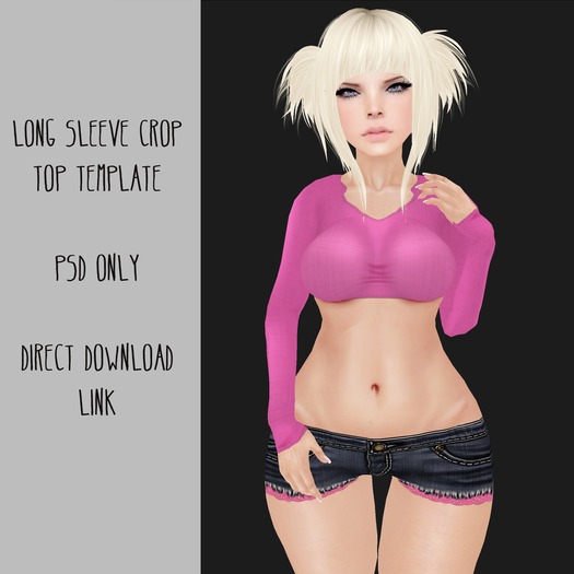 Long Sleeve Crop Top Template - PSD ONLY