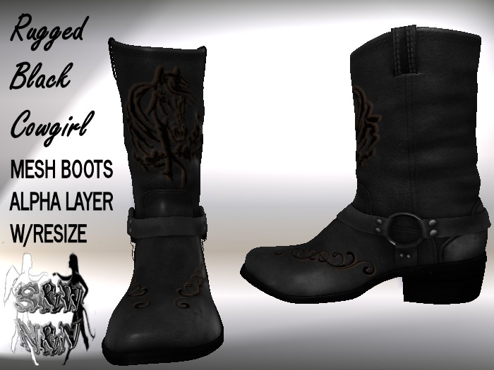 S&W RUGGED BLACK COWGIRL BOOTS