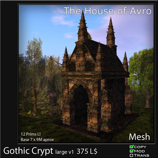 Gothic Crypt large - Mesh - 12 Prims, Gothic Furniture