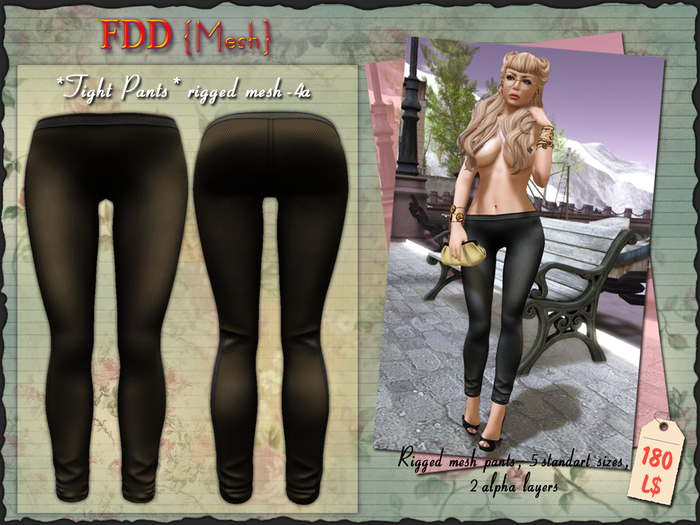 FDD{Mesh} *Tight Pants* 4a, rigged mesh