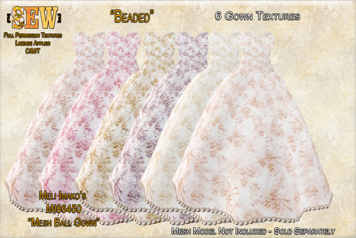 [SEW] Full Permission Textures for MI86450 Mesh Ball Gown Beaded