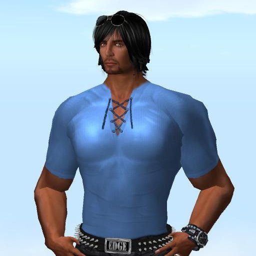 LOTE - ROGUE MALE BLUE LACED V NECK SHIRT